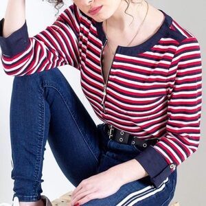 NWOT Tommy Hilfiger Stripped Zip Up Top size XS